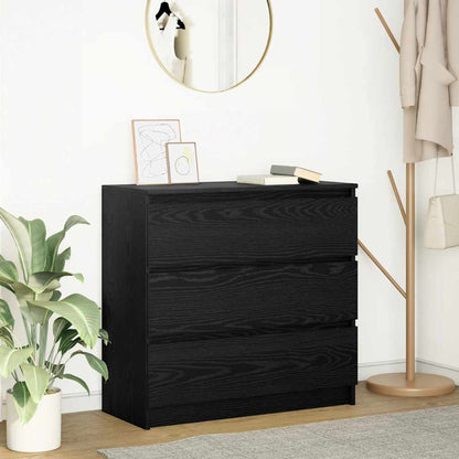 Credenza Rovere Nero 80x35x76 cm in Legno Multistrato - homemem39