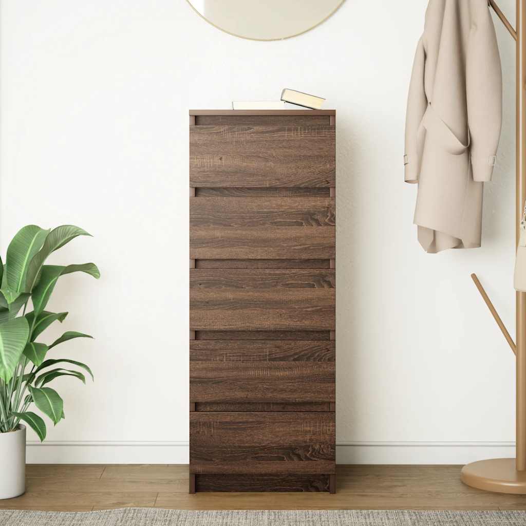 Credenza con Cassetti Rovere Marrone 37,5x35x99cm in Truciolato - homemem39