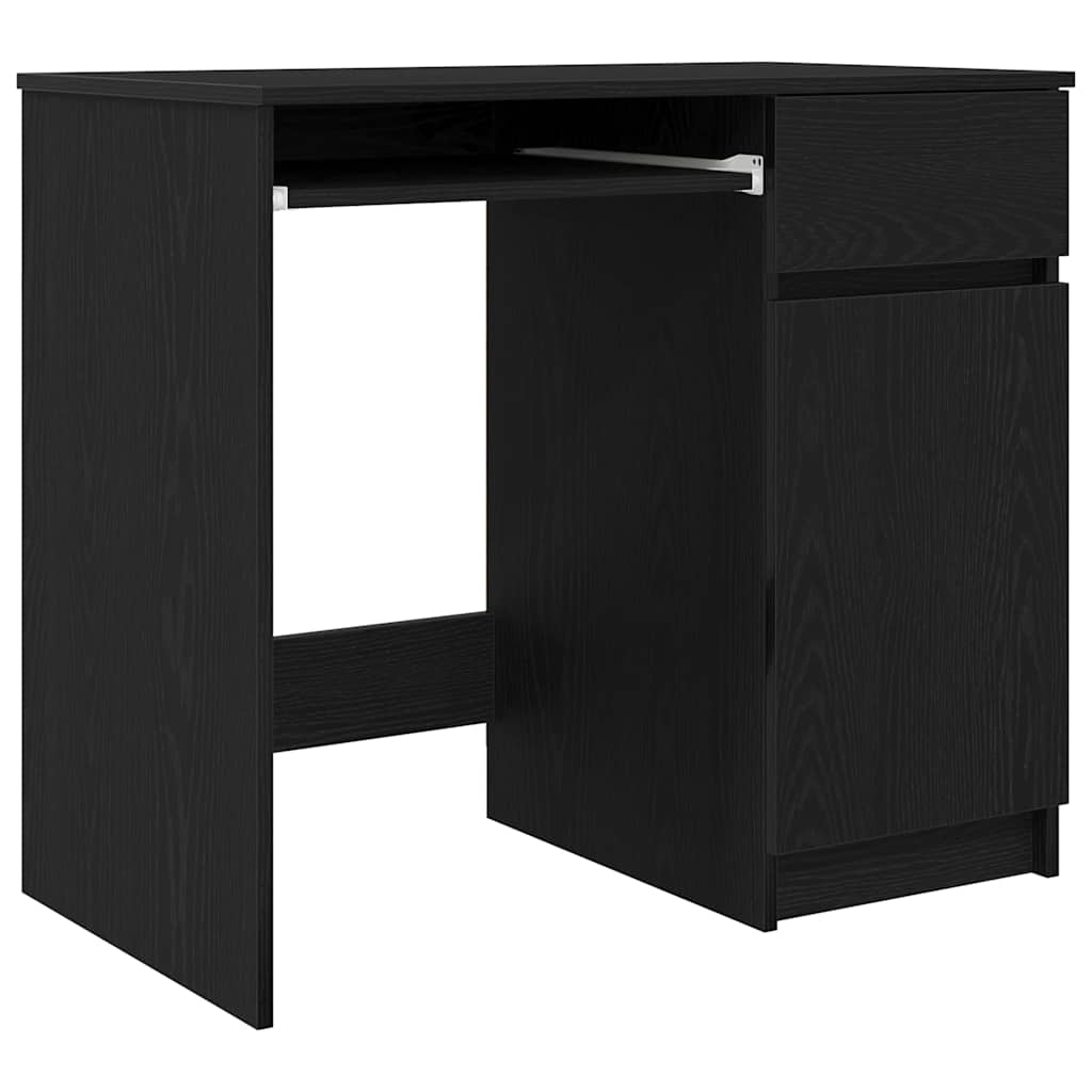 Scrivania Rovere Nera 86x49x76 cm in Legno Multistrato - homemem39
