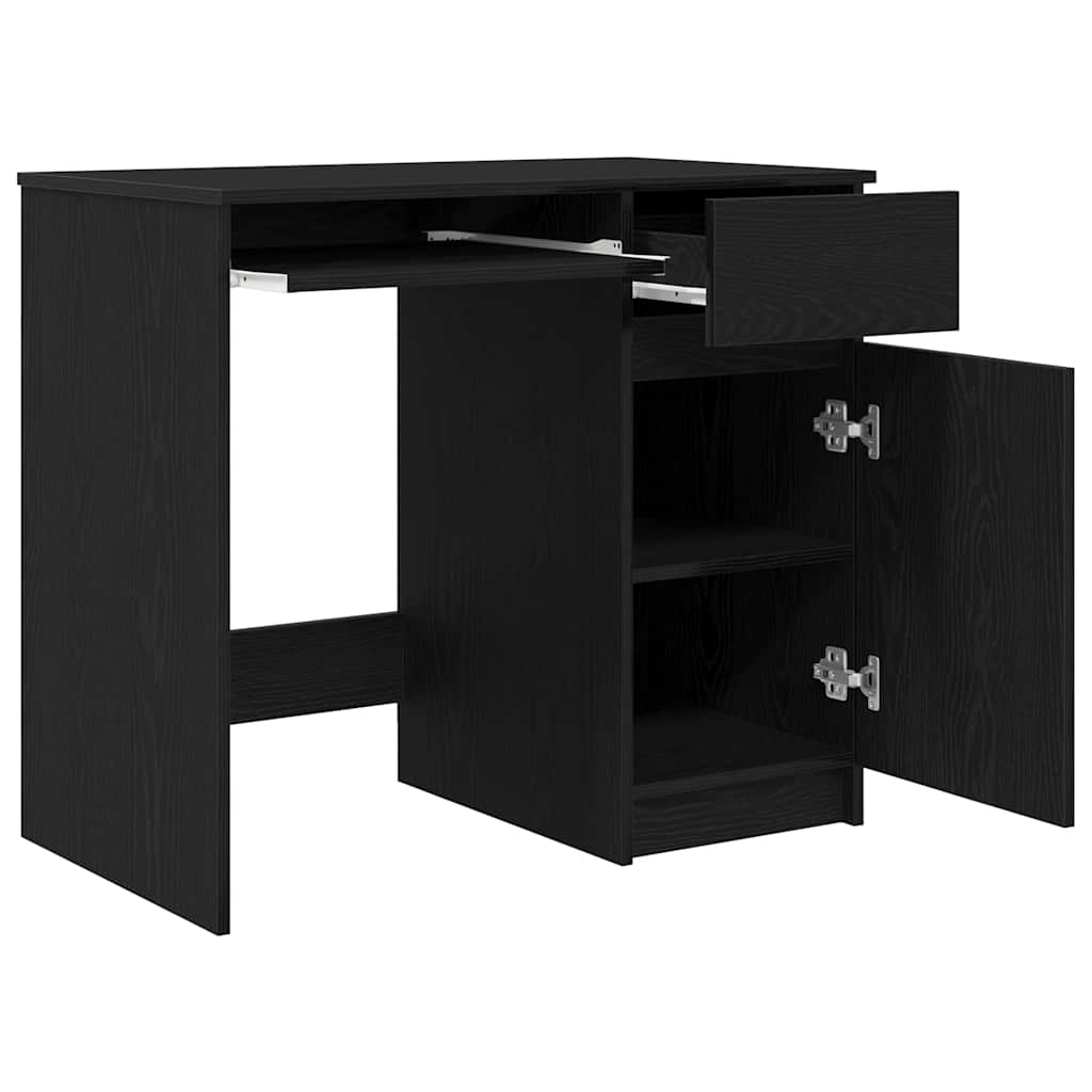 Scrivania Rovere Nera 86x49x76 cm in Legno Multistrato - homemem39