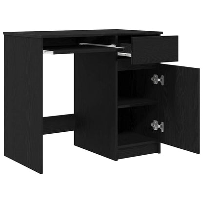 Scrivania Rovere Nera 86x49x76 cm in Legno Multistrato - homemem39