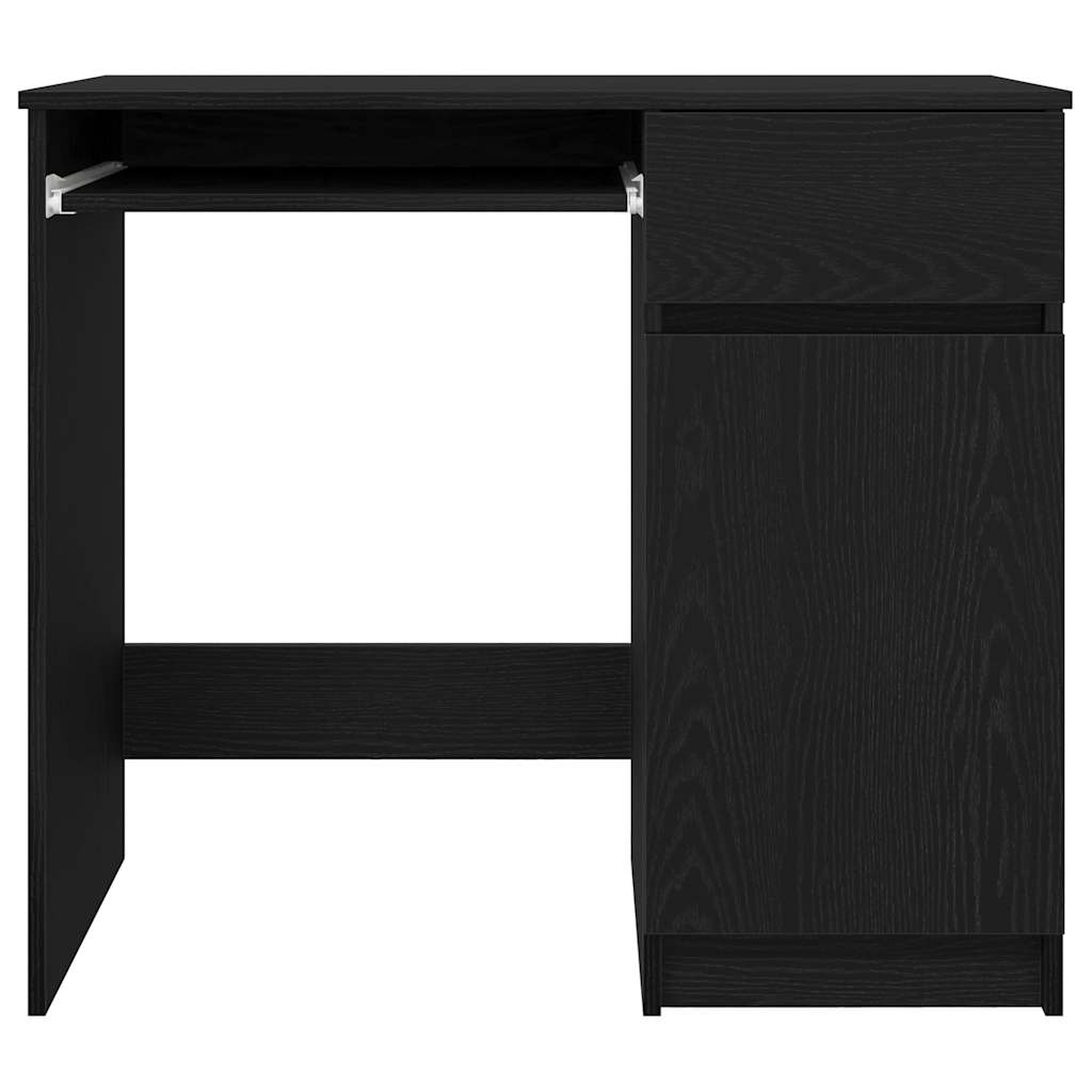 Scrivania Rovere Nera 86x49x76 cm in Legno Multistrato - homemem39