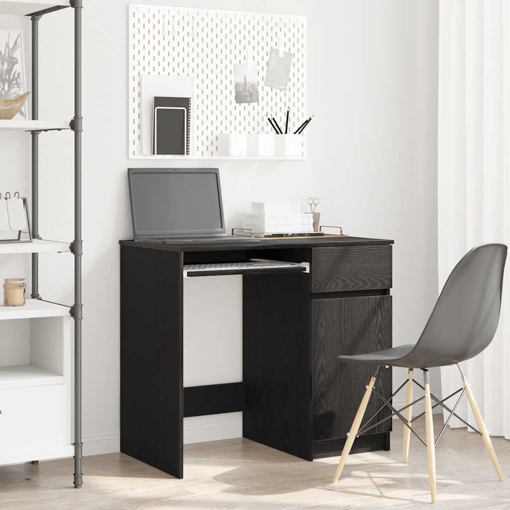 Scrivania Rovere Nera 86x49x76 cm in Legno Multistrato - homemem39