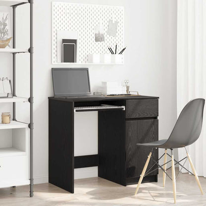 Scrivania Rovere Nera 86x49x76 cm in Legno Multistrato - homemem39
