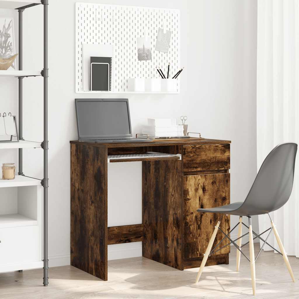 Scrivania Rovere Fumo 86x49x76 cm in Legno Multistrato | homemem39