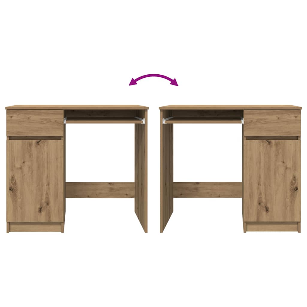 Scrivania Rovere Artigianale 86x49x76 cm in Legno Multistrato - homemem39