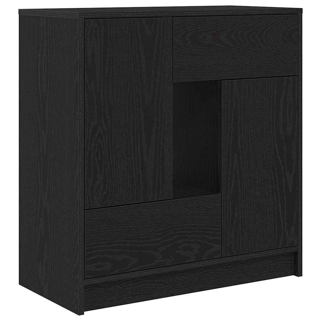 Credenza con Cassetti e Ante Rovere Nero 70,5x34x74,5 cm - homemem39