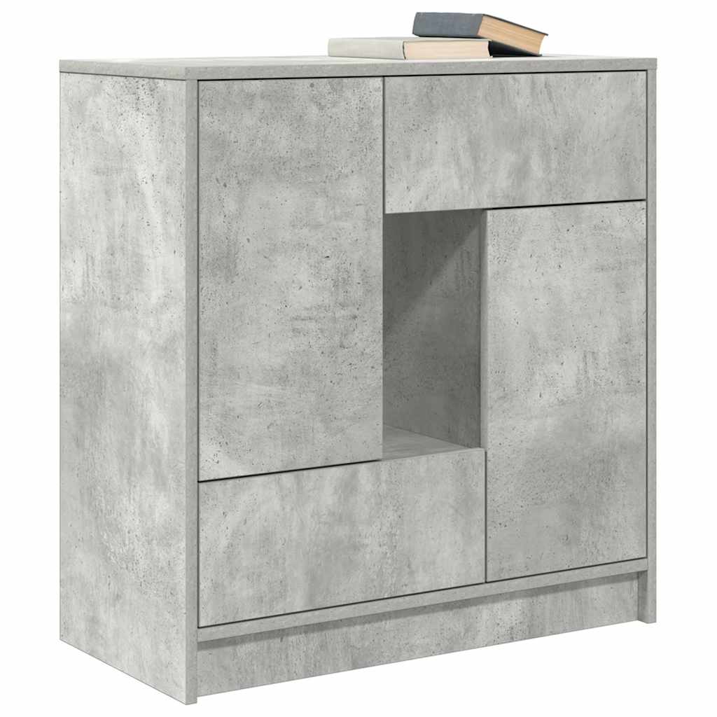 Credenza con Cassetti e Ante Grigio Cemento 70,5x34x74,5 cm - homemem39