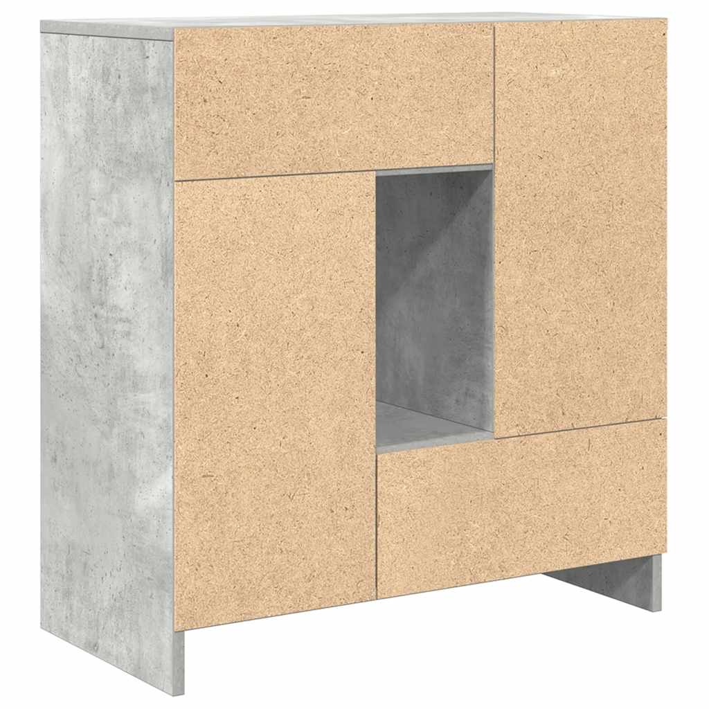 Credenza con Cassetti e Ante Grigio Cemento 70,5x34x74,5 cm - homemem39