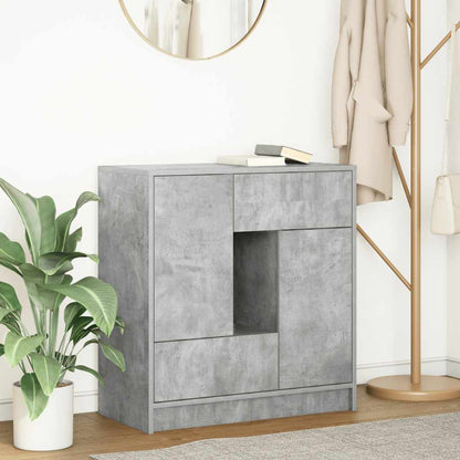 Credenza con Cassetti e Ante Grigio Cemento 70,5x34x74,5 cm - homemem39