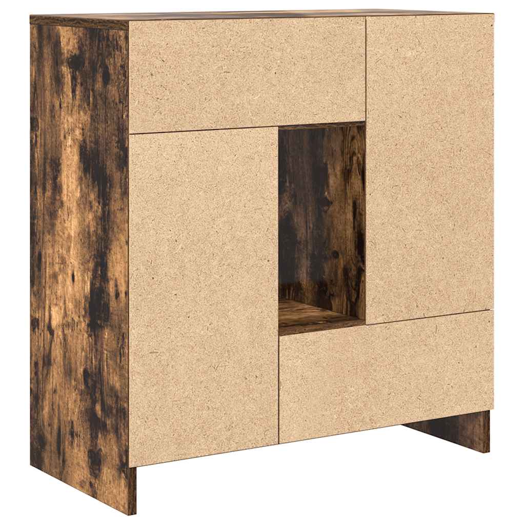 Credenza con Cassetti e Ante Rovere Fumo 70,5x34x74,5 cm - homemem39