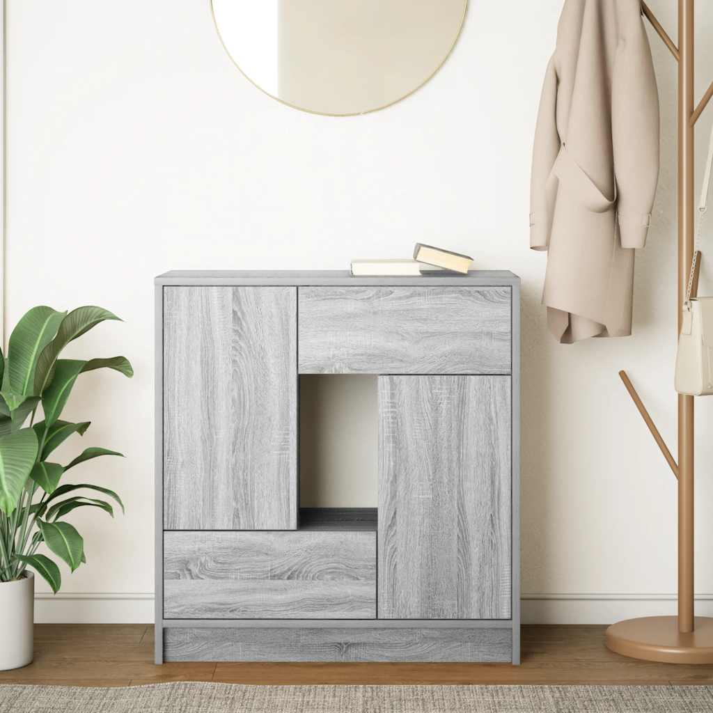 Credenza con Cassetti e Ante Grigio Sonoma 70,5x34x74,5 cm - homemem39