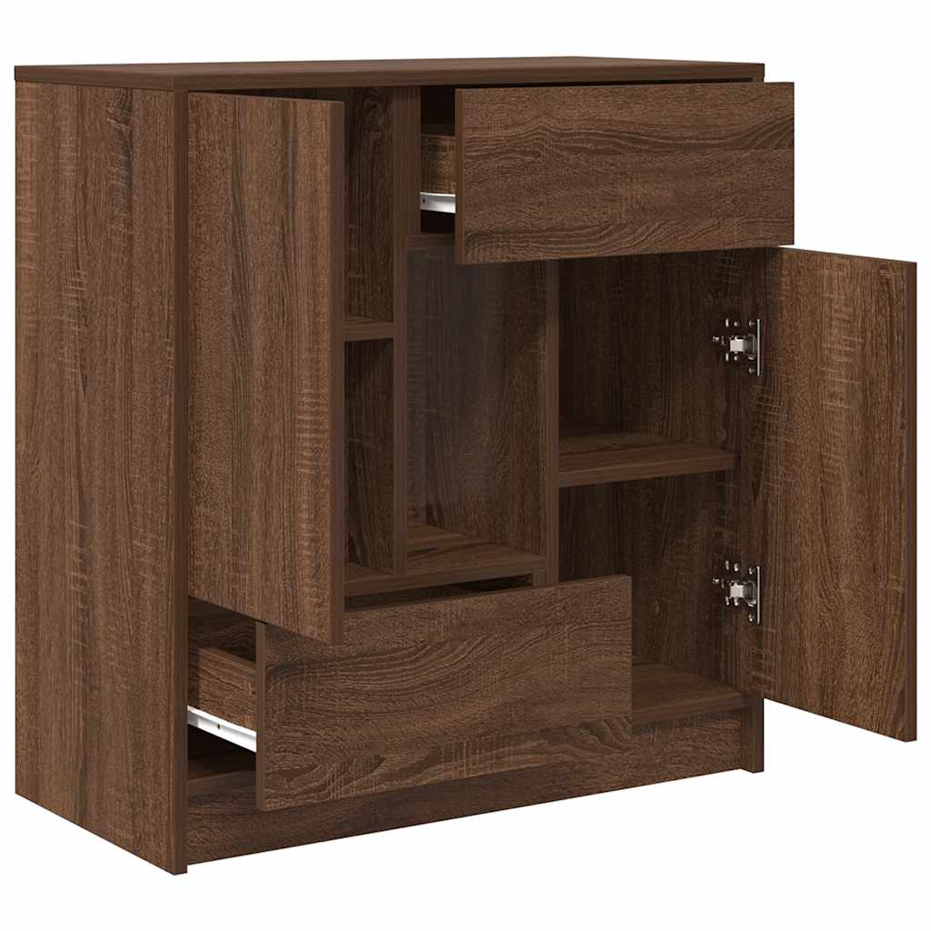 Credenza con Cassetti e Ante Rovere Marrone 70,5x34x74,5 cm - homemem39