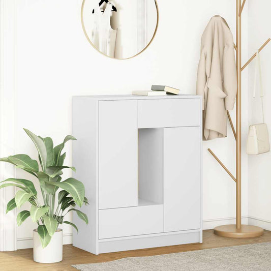 Credenza con Cassetti e Ante Bianco 73x31x90 cm