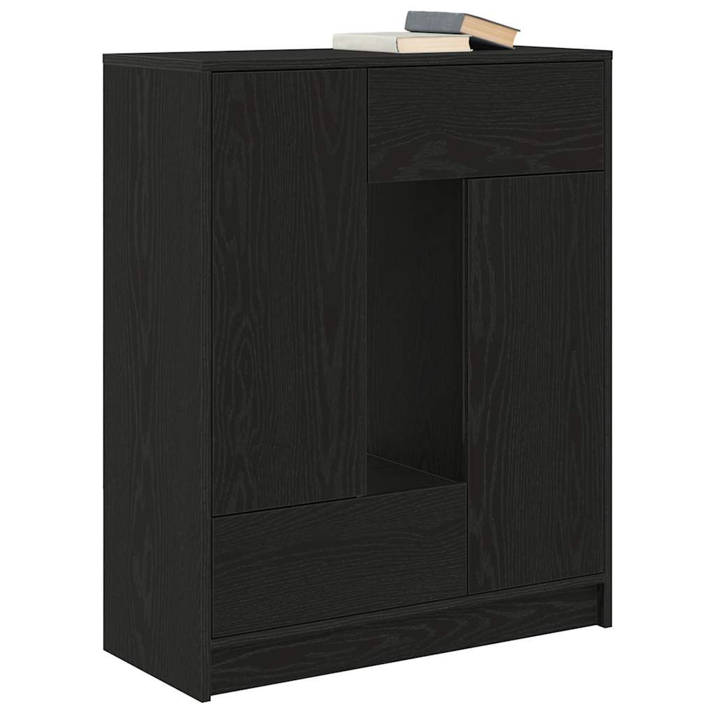 Credenza con Cassetti e Ante Rovere Nero 73x31x90 cm - homemem39