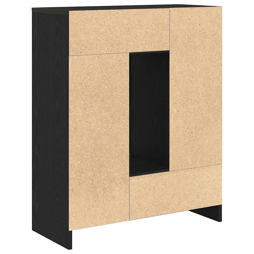 Credenza con Cassetti e Ante Rovere Nero 73x31x90 cm - homemem39