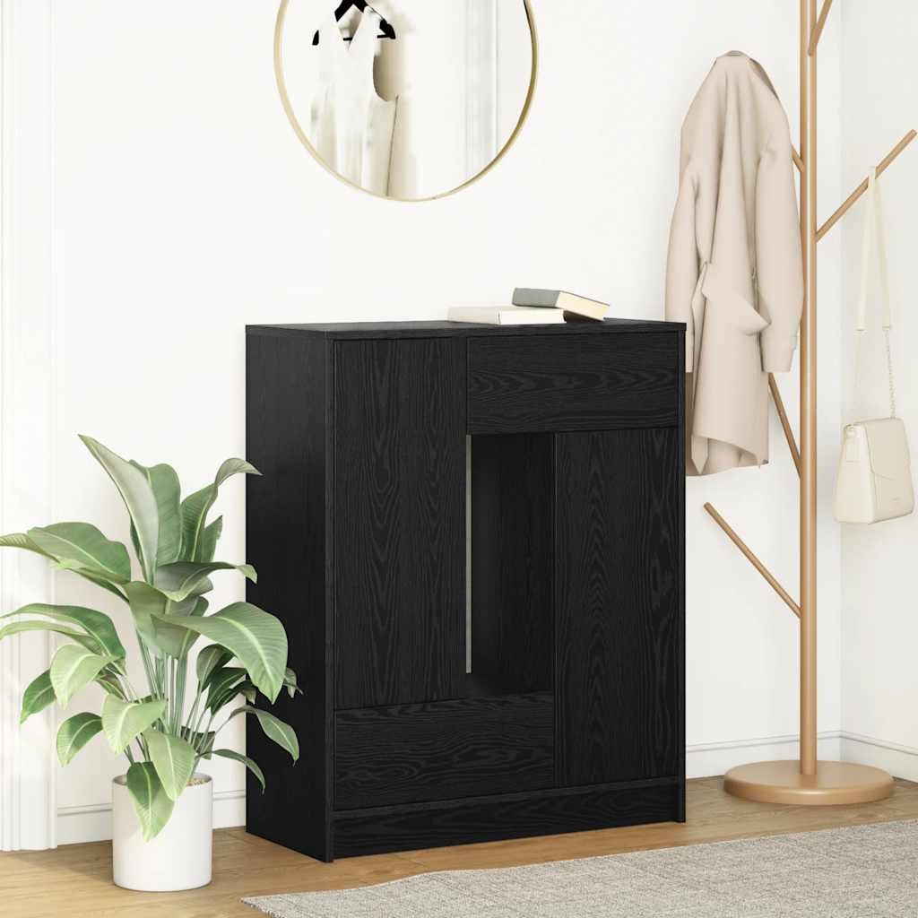 Credenza con Cassetti e Ante Rovere Nero 73x31x90 cm - homemem39