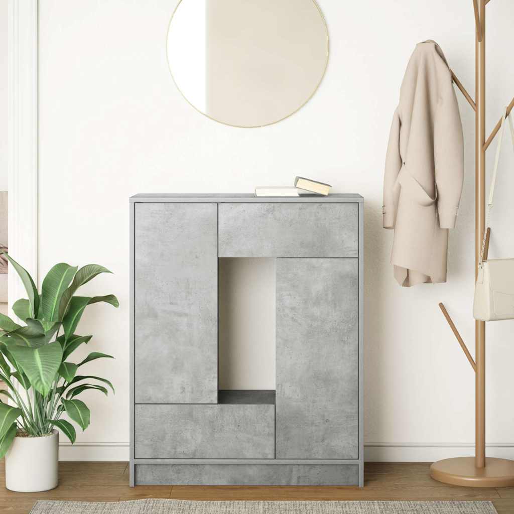 Credenza con Cassetti e Ante Grigio Cemento 73x31x90 cm - homemem39