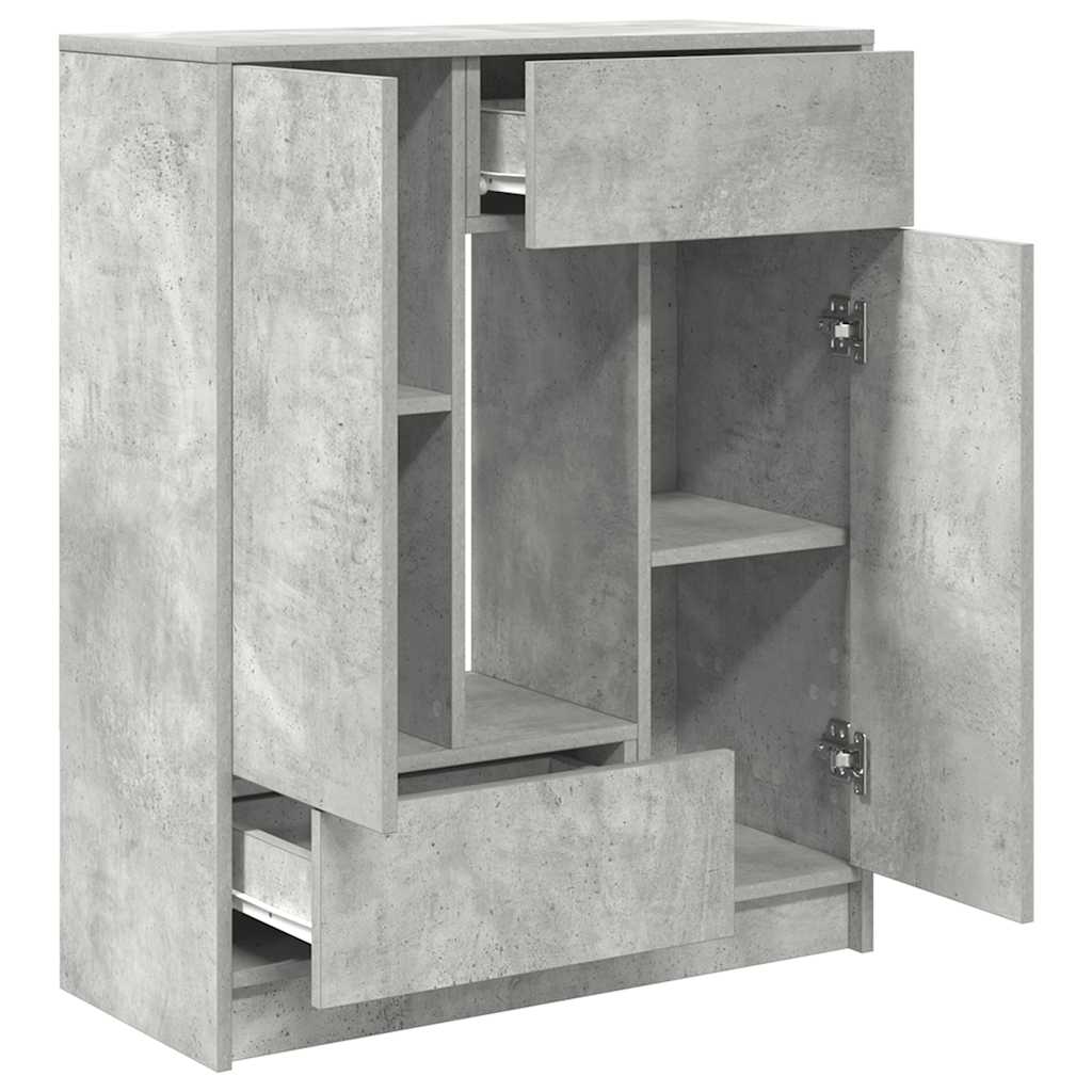 Credenza con Cassetti e Ante Grigio Cemento 73x31x90 cm - homemem39