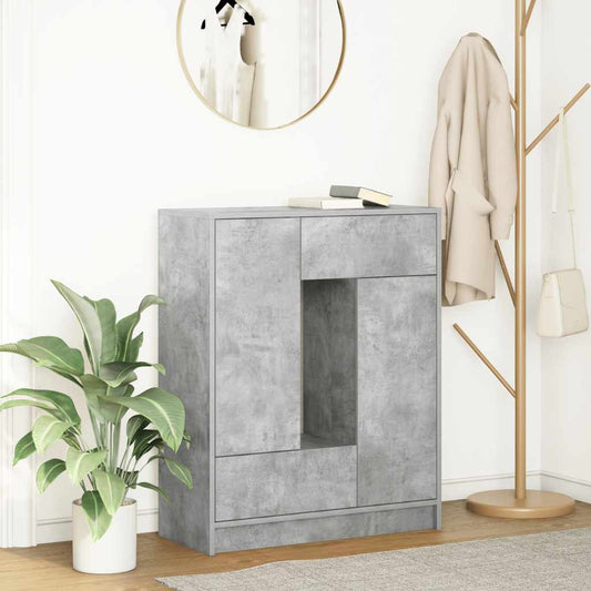 Credenza con Cassetti e Ante Grigio Cemento 73x31x90 cm