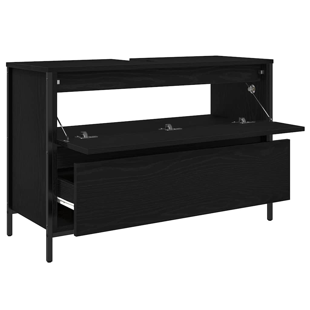Mobile Lavabo da Bagno con Cassetti Rovere Nero 90x34,5x60 cm | homemem39