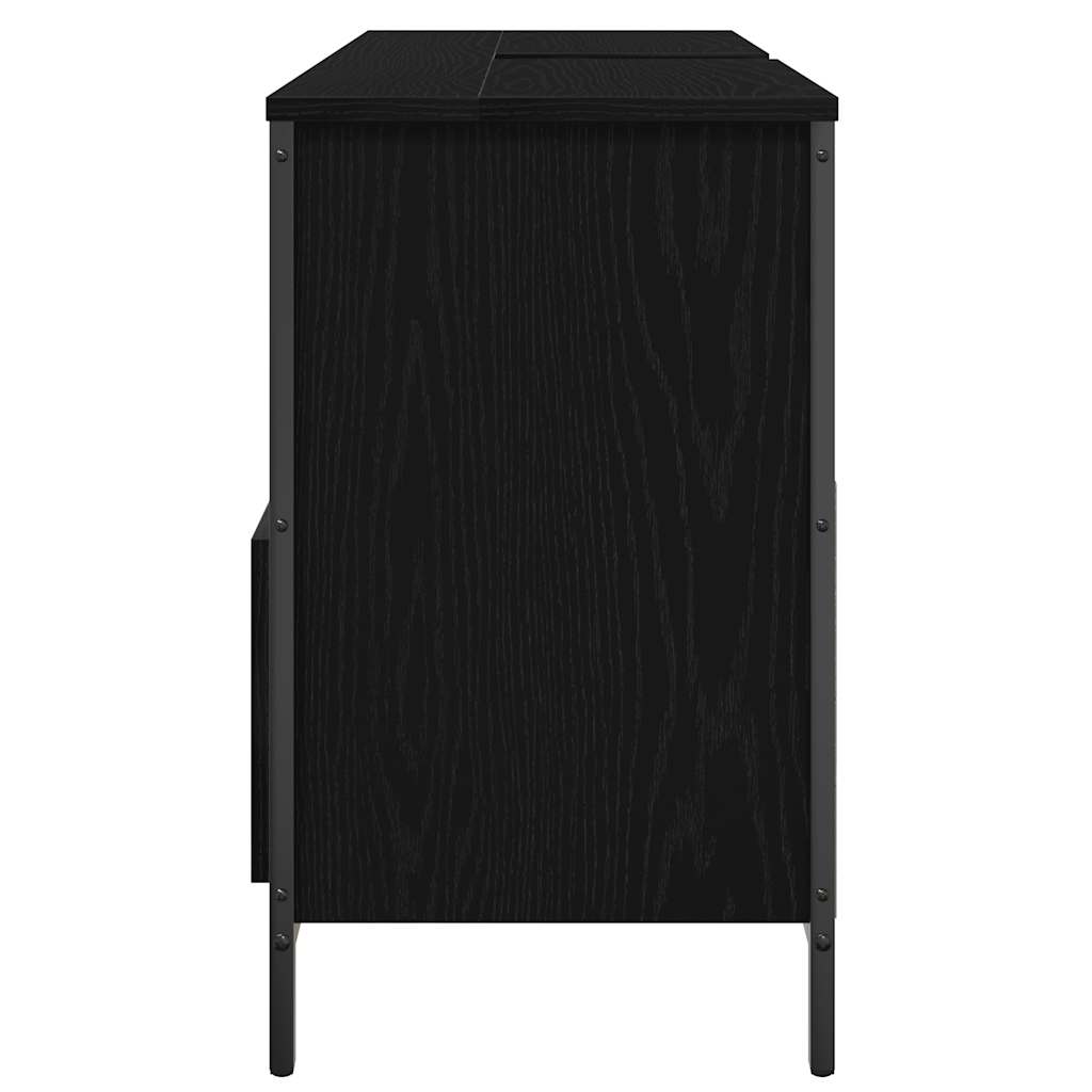 Mobile Lavabo da Bagno con Cassetti Rovere Nero 90x34,5x60 cm | homemem39