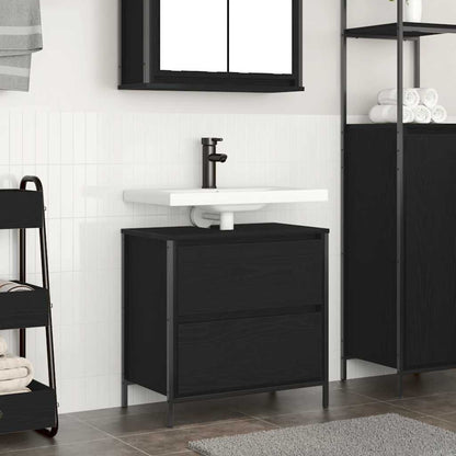 Mobile Lavabo da Bagno con Cassetti Rovere Nero 60x34,5x60 cm | homemem39