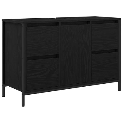 Mobile Lavabo con Cassetti Rovere Nero 90x34,5x60 cm