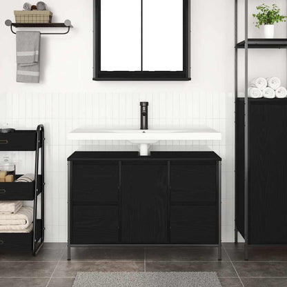 Mobile Lavabo con Cassetti Rovere Nero 90x34,5x60 cm | homemem39