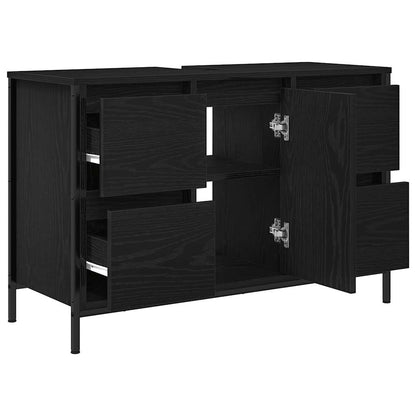 Mobile Lavabo con Cassetti Rovere Nero 90x34,5x60 cm | homemem39