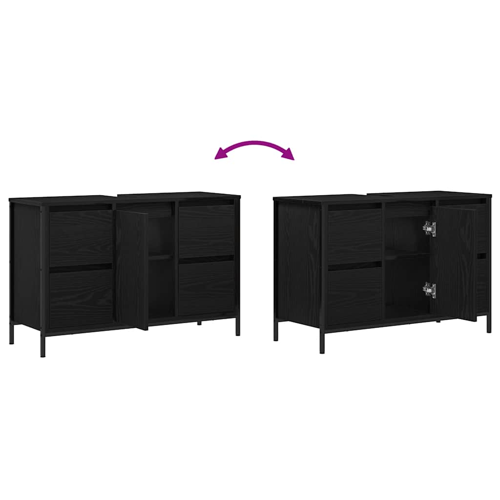 Mobile Lavabo con Cassetti Rovere Nero 90x34,5x60 cm | homemem39