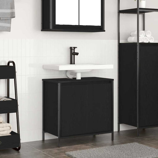 Mobile Lavabo da Bagno Nero 60x34,5x60 cm