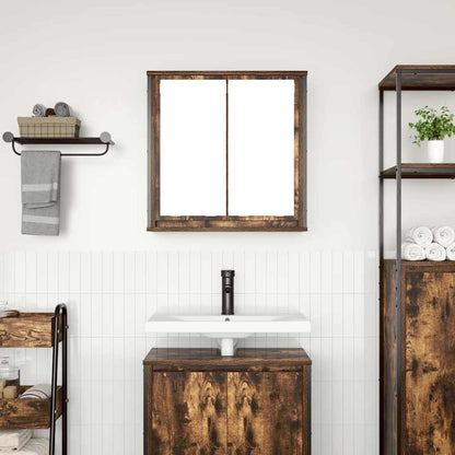 Pensile da Bagno con Specchio Rovere Fumo 60x21x60 cm