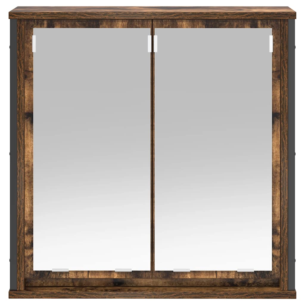 Pensile da Bagno con Specchio Rovere Fumo 60x21x60 cm