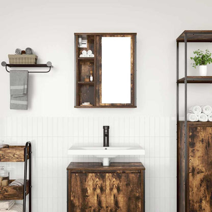 Pensile da Bagno con Specchio Rovere Fumo 50x21x60 cm
