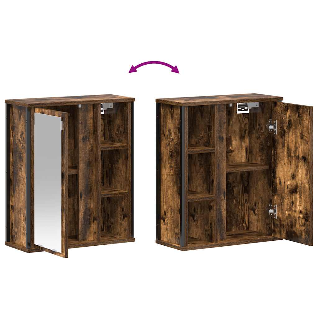 Pensile da Bagno con Specchio Rovere Fumo 50x21x60 cm | homemem39