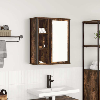 Pensile da Bagno con Specchio Rovere Fumo 50x21x60 cm