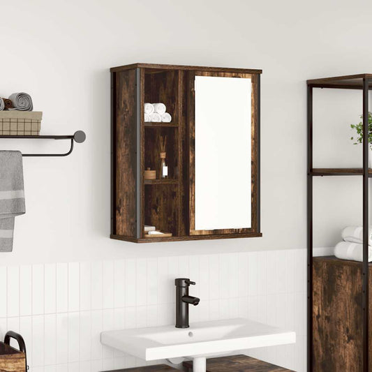 Pensile da Bagno con Specchio Rovere Fumo 50x21x60 cm