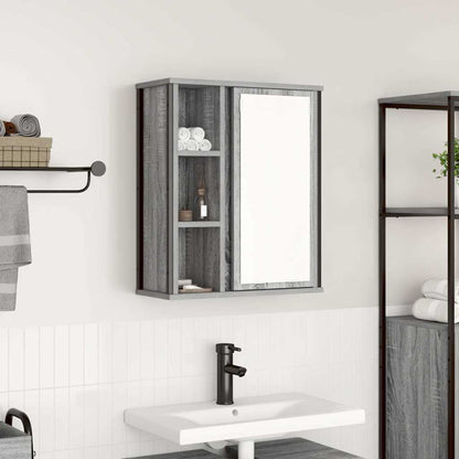 Pensile da Bagno con Specchio Grigio Sonoma 50x21x60 cm