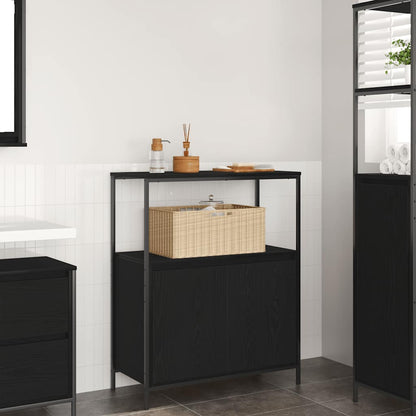 Mobile da Bagno con Ripiani Rovere Nero 76,5x35x95 cm