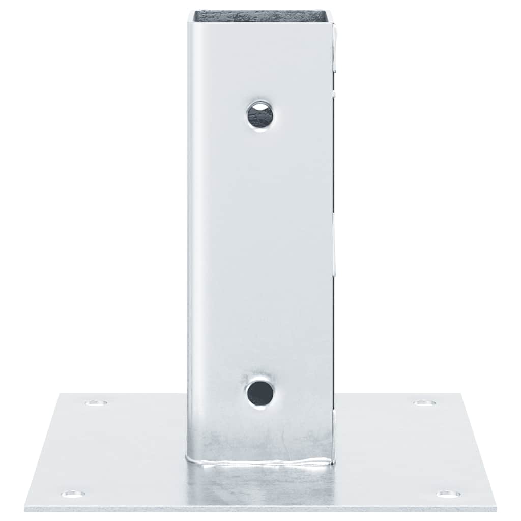Basi per Pali Quadrate 4 pz Argento 46x46 mm in Acciaio Zincato | homemem39