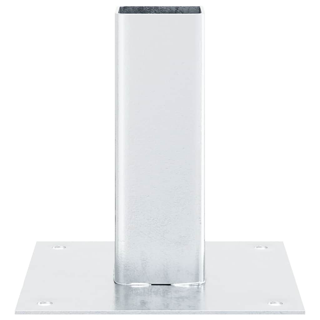 Basi per Pali Quadrate 4 pz Argento 46x46 mm in Acciaio Zincato | homemem39