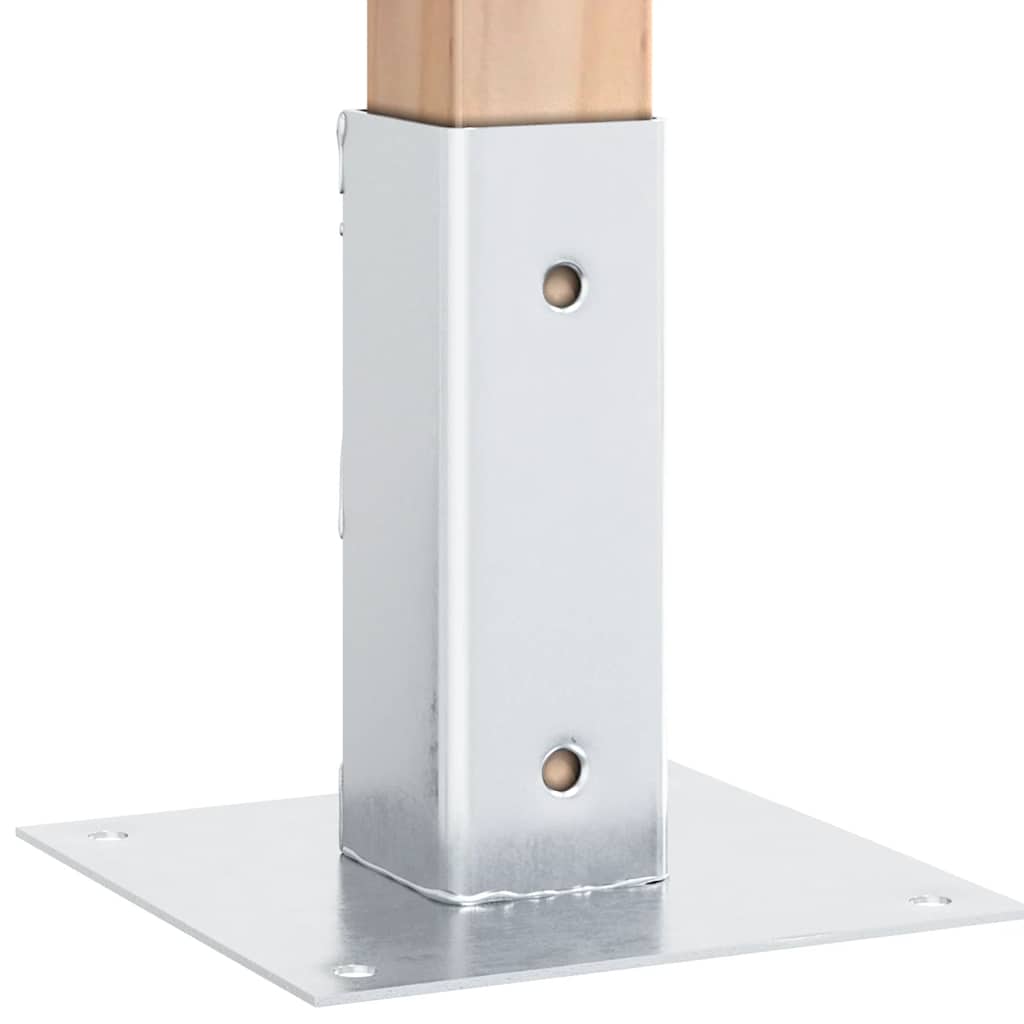 Basi per Pali Quadrate 4 pz Argento 51x51 mm in Acciaio Zincato | homemem39