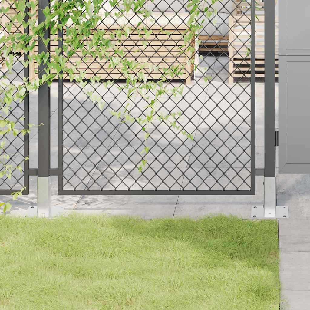 Basi per Pali Quadrate 4 pz Argento 51x51 mm in Acciaio Zincato | homemem39