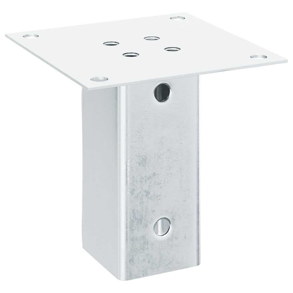 Basi per Pali Quadrate 4 pz Argento 61x61 mm in Acciaio Zincato | homemem39