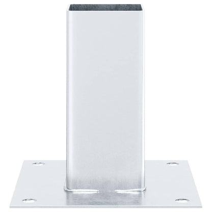 Basi per Pali Quadrate 4 pz Argento 61x61 mm in Acciaio Zincato | homemem39