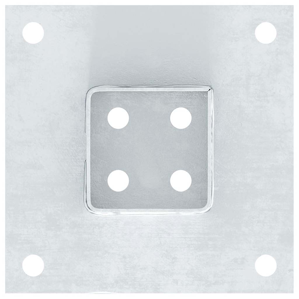Basi per Pali Quadrate 4 pz Argento 61x61 mm in Acciaio Zincato | homemem39