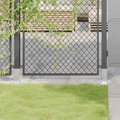 Basi per Pali Quadrate 4 pz Argento 61x61 mm in Acciaio Zincato | homemem39