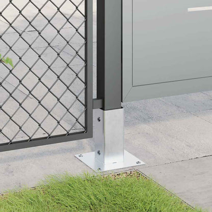 Basi per Pali Quadrate 12 pz Argento 61x61 mm Acciaio Zincato | homemem39