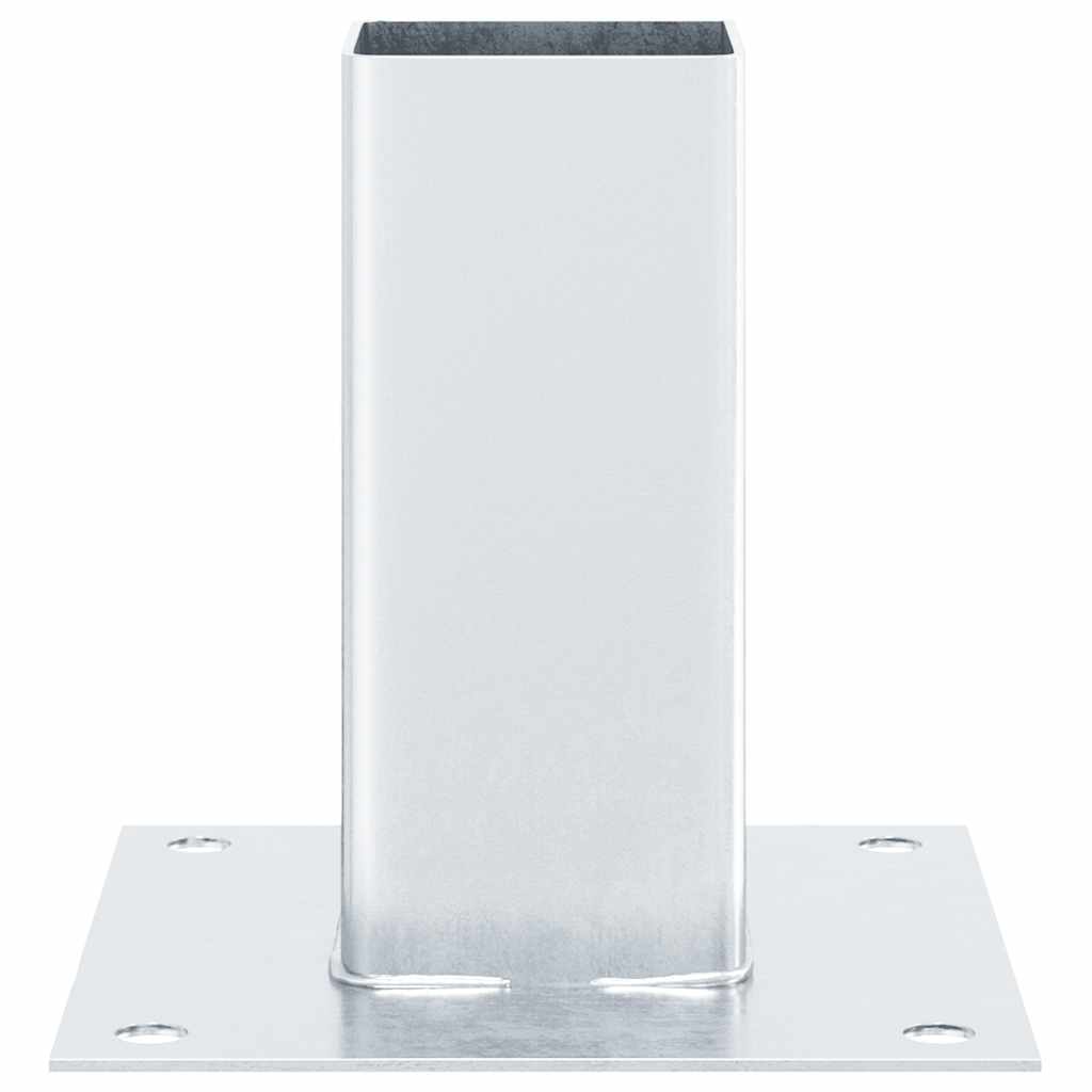 Basi per Pali Quadrate 12 pz Argento 61x61 mm Acciaio Zincato | homemem39